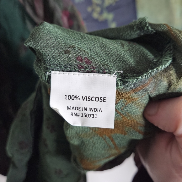 NWT Young Threads Multicolor Patchwork Semisheer Lightweight Kimono Jacket Basil - Picture 7 of 10